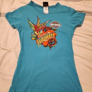 Harley Davidson short sleeve shirt - tattoo style art - size M